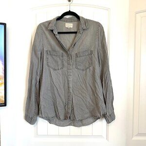 COTTON ON grey chambray button up collared shirt casual relaxed women's small